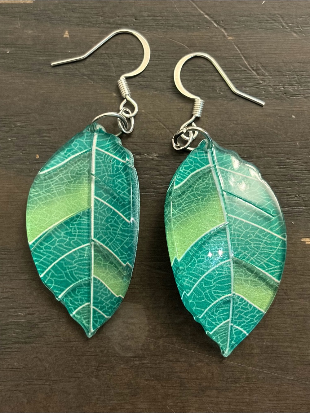 Green Leaf Dangle Earrings for Women